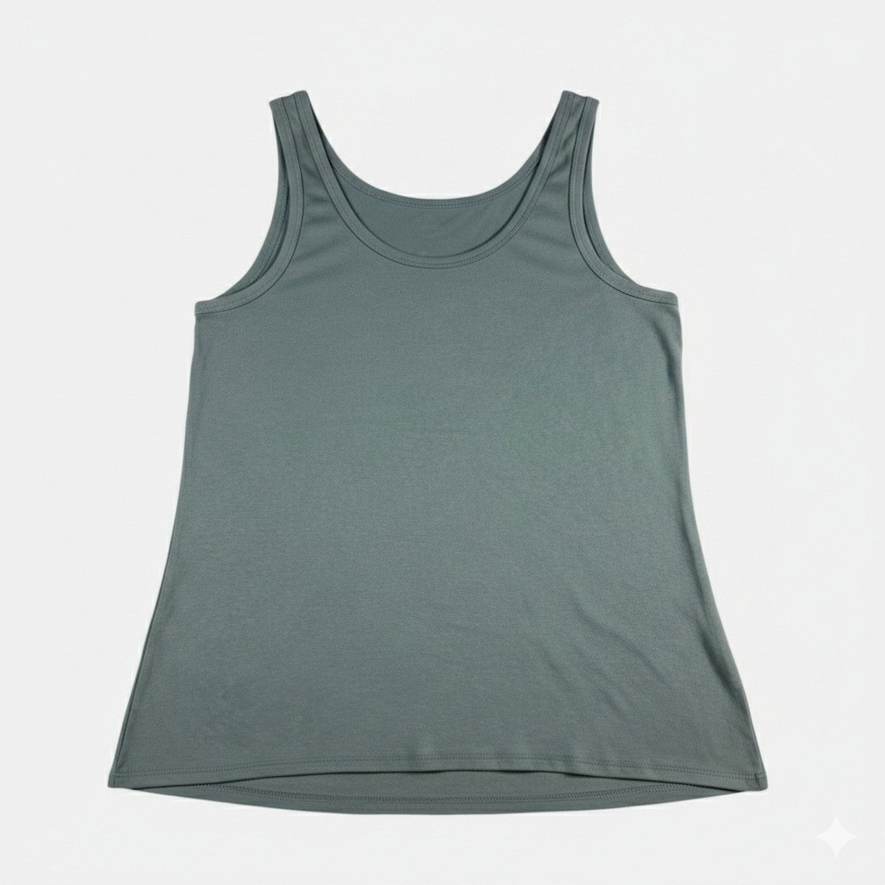 A New Day Womens Tank Top XL Blue Green Cotton Blend Scoop Neck Sleeveless Basic
